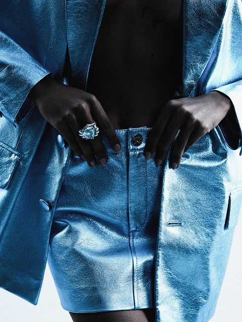 Tourmaline Paraiba, Marquise, Princess Cut, Round Diamond & White Gold Ring, 3