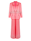Розовый костюм-двойка из шелка со стразами