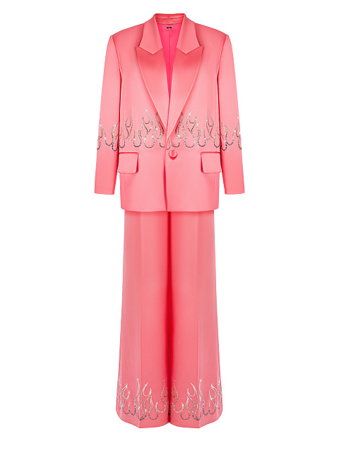 Hot Pink Rhinestones Silk Suit, 1