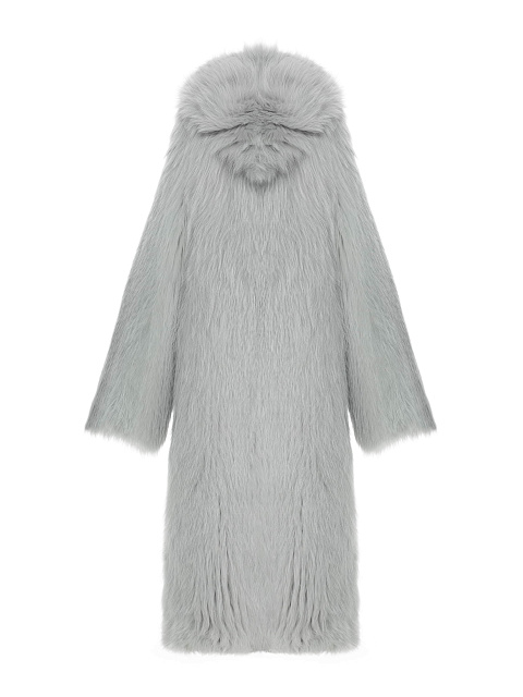 Gray Knitted Fox Fur Coat, 2