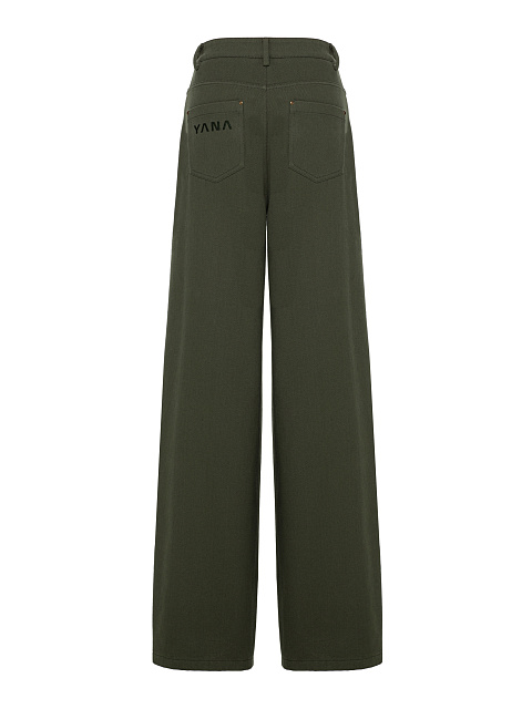 Wide khaki jeans with embroidery, 3