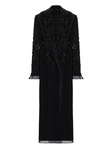 Black wool coat with embroidery, 1