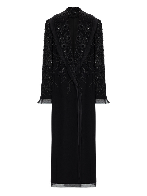 Black wool coat with embroidery, 1