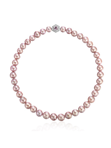 Pink pearl necklace with amethyst, 1