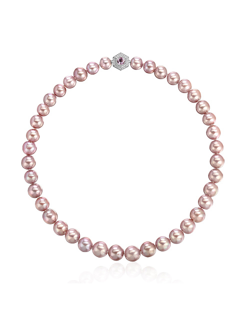 Pink pearl necklace with amethyst, 1