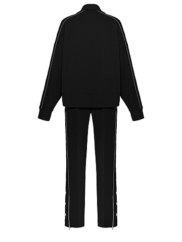 Black tracksuit with cropped sweatshirt and cornflower embroidery, 2