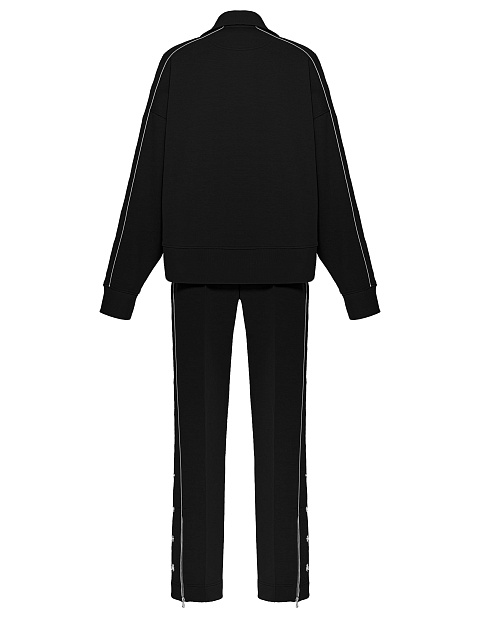 Black tracksuit with cropped sweatshirt and cornflower embroidery, 2 Black tracksuit with cropped sweatshirt and cornflower embroidery, 2