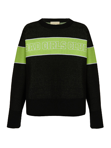 Black & Neon Green Bad Girls Club Sweater, 1