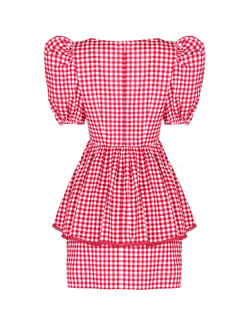 Red Checked Cotton Top & Mini Skirt, 2