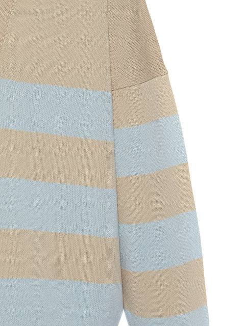 Beige & Blue Striped Cotton Pullover, 5 Beige & Blue Striped Cotton Pullover, 5