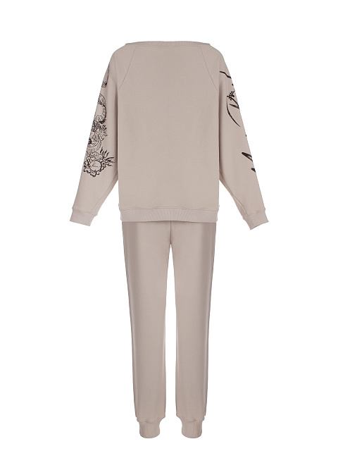 Grey & Beige Printed Jersey Suit, 2