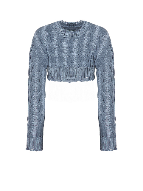 Blue Distressed Cable Knit Super Cropped Sweater, 1 Blue Distressed Cable Knit Super Cropped Sweater, 1