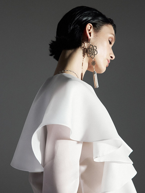 White Gold Spinel Diamond Sapphire Tassel Earrings, 4