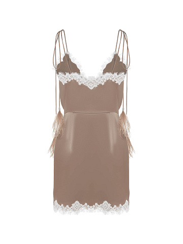 Mini silk dress with lace, 2