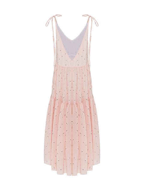 Light Pink Flower Printed Cotton Sundress, 2 Light Pink Flower Printed Cotton Sundress, 2