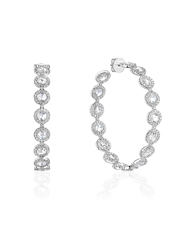 White gold hoops with Rose Cut diamonds, 1