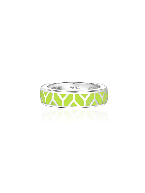 White gold ring with Lime-colored enamel, 9