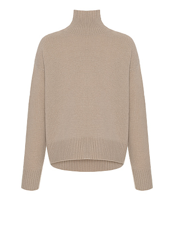 Beige Royal Cashmere Turtleneck Sweater, 1