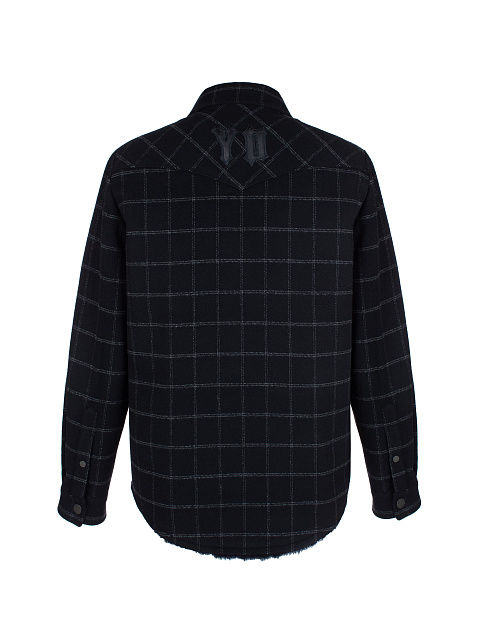 Black Checked Shearling Shirt, 2