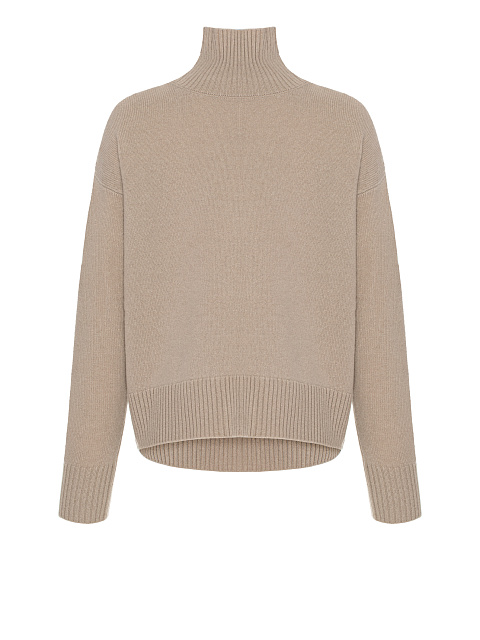 Beige Royal Cashmere Turtleneck Sweater, 1
