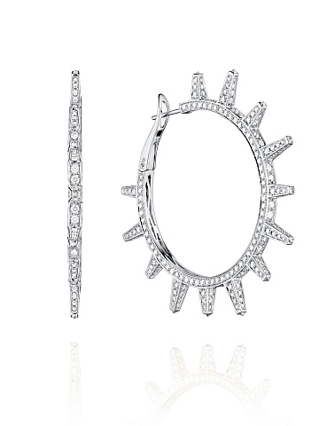 White Gold Diamond Hoop Earrings, 1