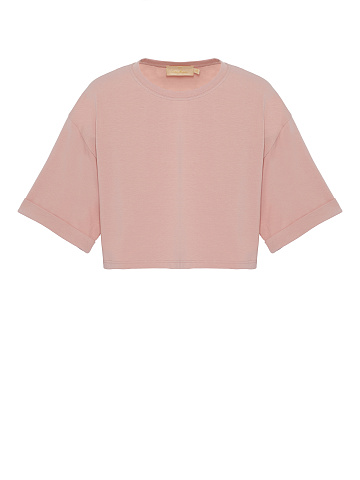 Pink Cotton Cropped T-shirt, 1