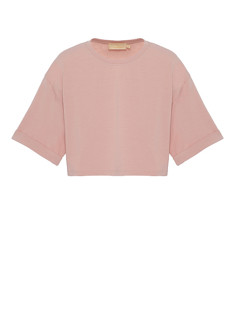 Pink Cotton Cropped T-shirt, 1 Pink Cotton Cropped T-shirt, 1