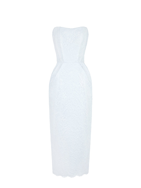 White Lace-Paneled Midi Dress, 1