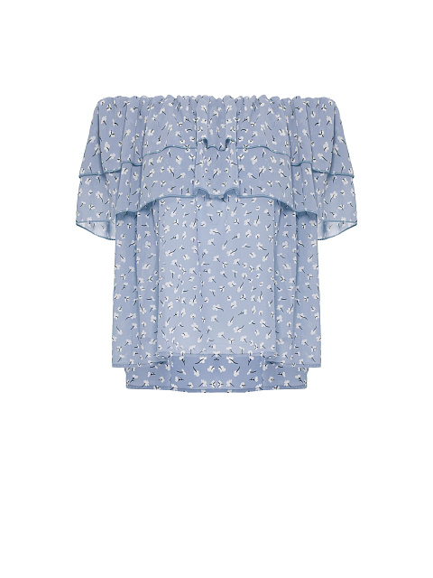 Blue Chiffon Off Shoulder Top, 1 Blue Chiffon Off Shoulder Top, 1