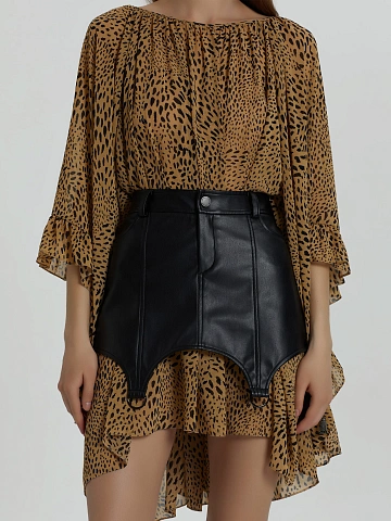 Black Ultra Mini Faux Leather Skirt, 2