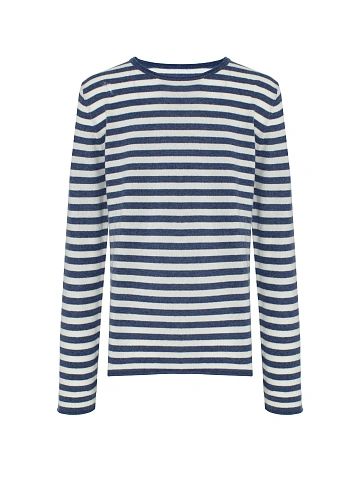 White And Blue Men's Long Sleeve Striped With Holes, 1