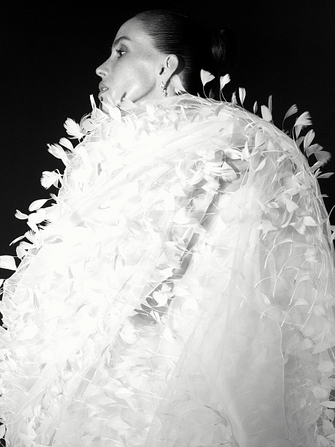 White Feather & Drape Tulle Dress, 11 White Feather & Drape Tulle Dress, 11
