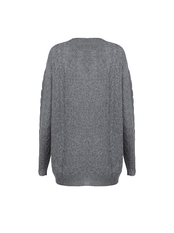 Grey Cashmere Cable Knit Pullover, 2