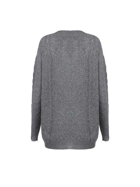Grey Cashmere Cable Knit Pullover, 2