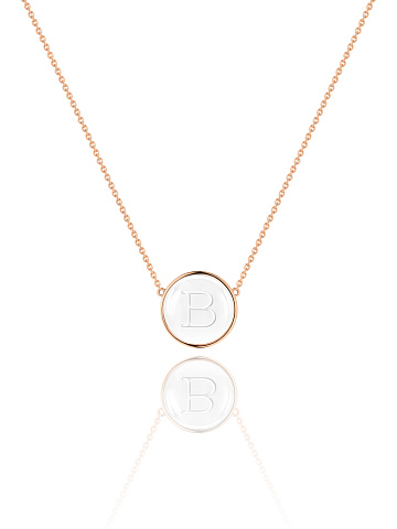 Rose gold necklace with letter B pendant with rock crystal, 1