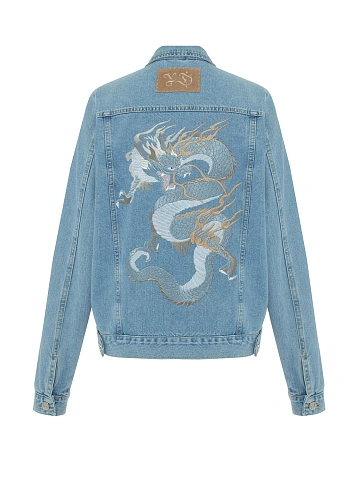 Light Blue Embroidered Denim Jacket, 1