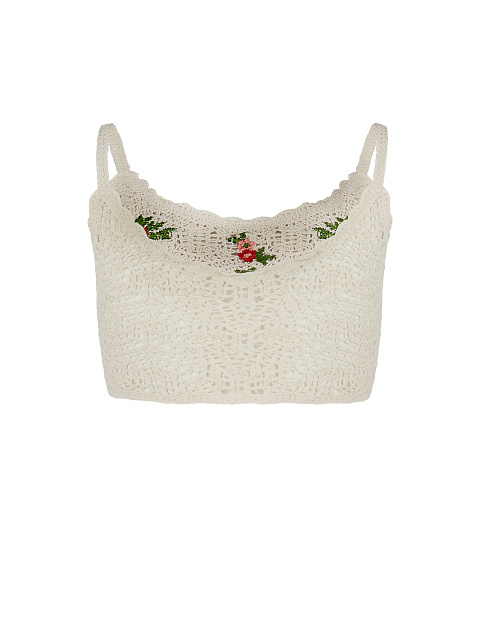 Flower Embroidered Ivory Knitted Top, 2 Flower Embroidered Ivory Knitted Top, 2