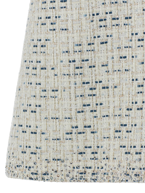 Milky Blue Tweed Mini Dress with Crystals, 4