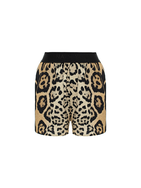 Beige Leopard Shirt & Shorts Pajama Set, 3