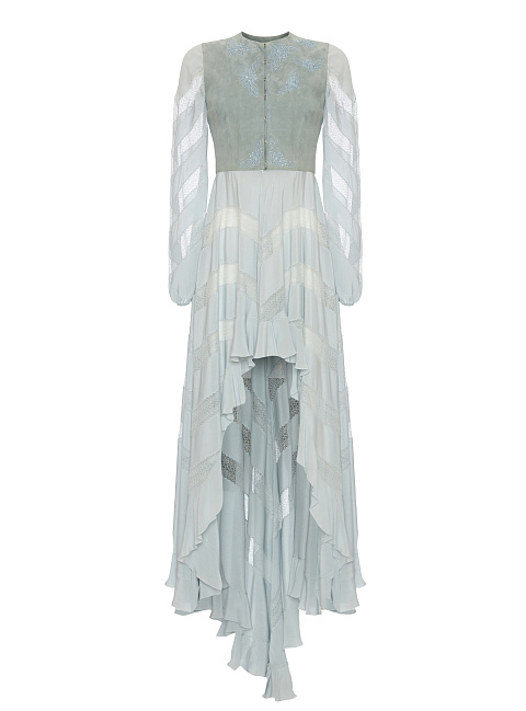 Blue Silk & Suede Dress, 1 Blue Silk & Suede Dress, 1