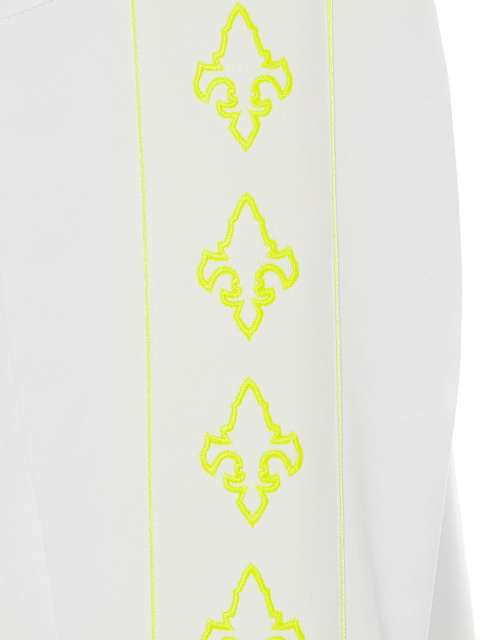 White & Neon Yellow Lily Embroidered Jersey Suit, 5 White & Neon Yellow Lily Embroidered Jersey Suit, 5