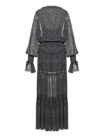 Grey Leopard Chiffon Maxi Dress, 2