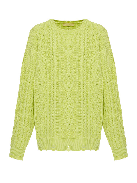 Light Green Unisex Cable Knit Cotton Sweater, 1 Light Green Unisex Cable Knit Cotton Sweater, 1