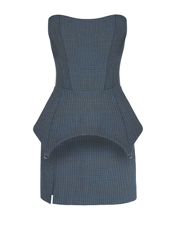 Fog Blue Houndstooth Corset & Skirt, 1