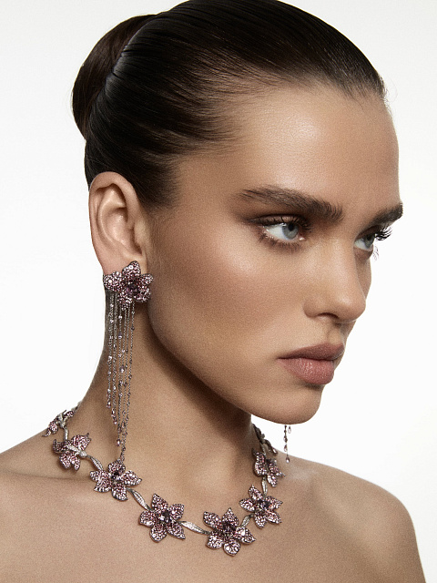 Spinel, Gray Round Diamond, Round Diamond & Palladium Necklace, 3