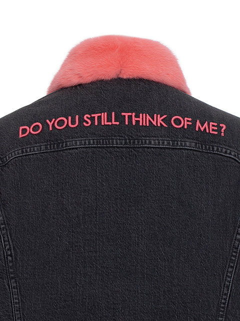 Black Denim & Pink Mink Fur Jacket, 4 Black Denim & Pink Mink Fur Jacket, 4