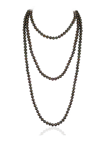Silver necklace with pearls, 175 cm, 1