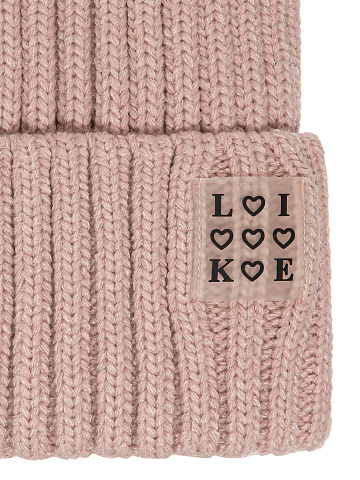 Dusty Pink "Like" Patch Beanie, 2