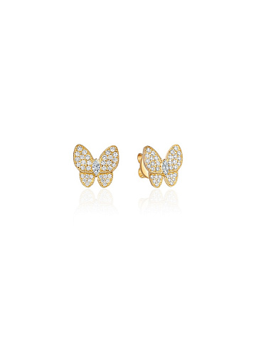 Yellow gold butterfly stud earrings, 1