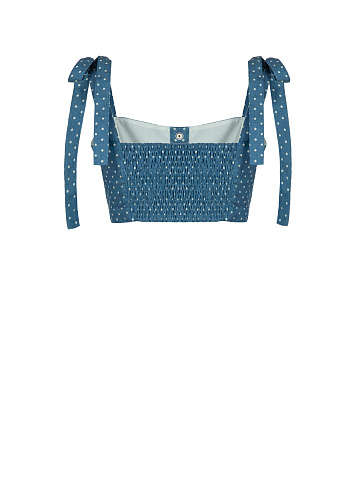 Cropped blue polka dot denim top, 2